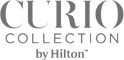 The image is a logo for "Curio Collection by Hilton."